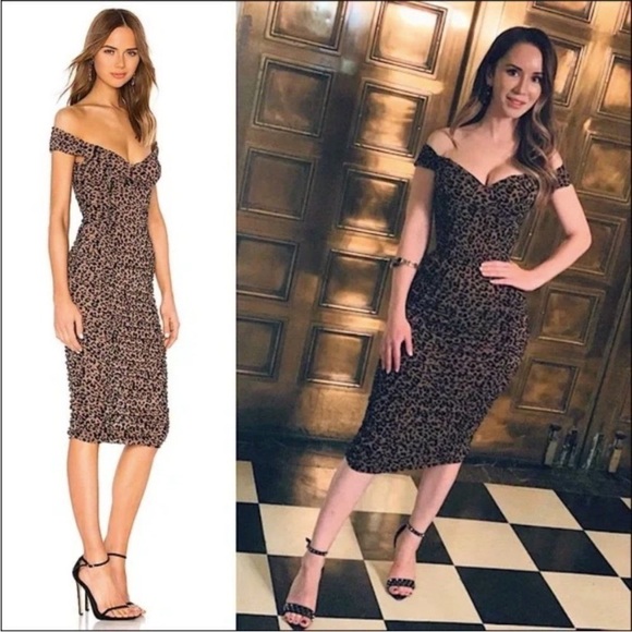 MAJORELLE Tabitha Midi Dress in Tan Leopard S - Picture 8 of 17